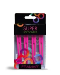 FRAMAR Super Sectioners Haarclips mit Gummiband Hot
